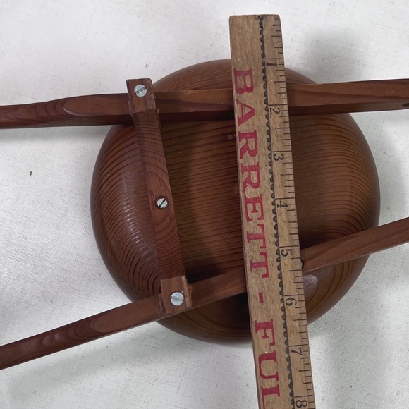 Vintage Wood Wooden Barrel Bowl With Handles Wheelbarrow Mid Century Modern - Picture 13 of 13